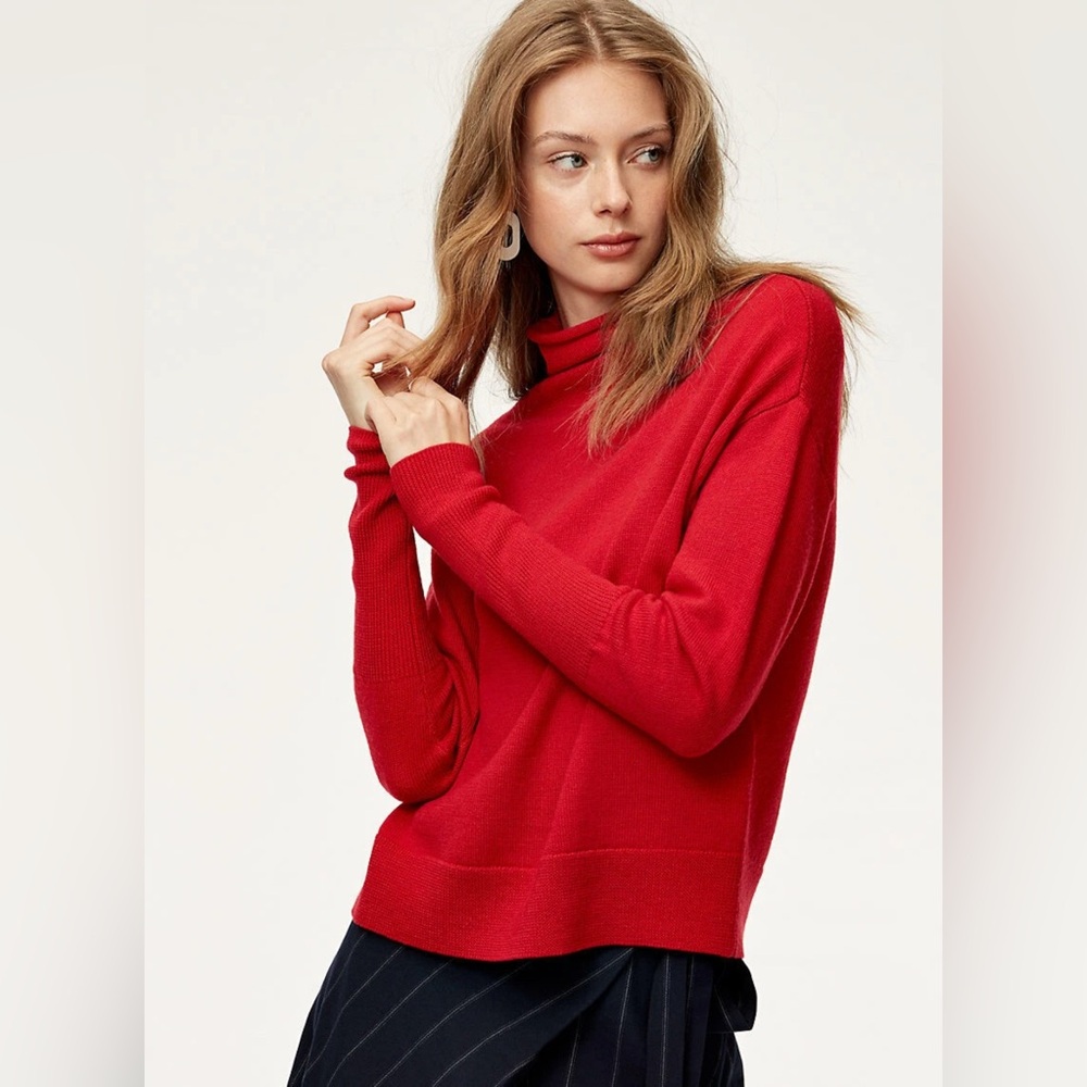 Aritzia Wilfred Cyprie 100% merino wool sweater red size large